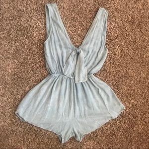 Blue front tied romper